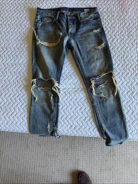 MNML Distressed Dark Blue Skinny Jeans